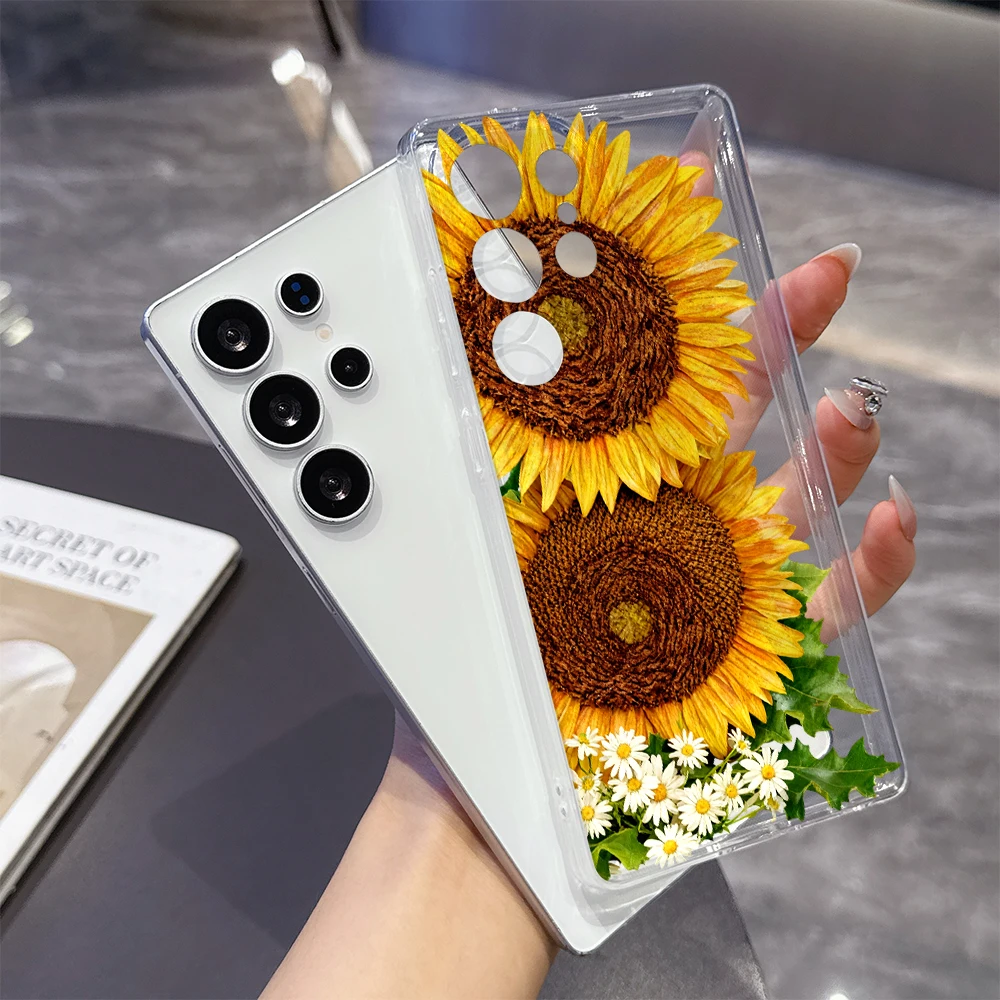 Sunflower Daisy Bouquet Shockproof Transparent Soft TPU Case - Anti-Scratch Back Shell