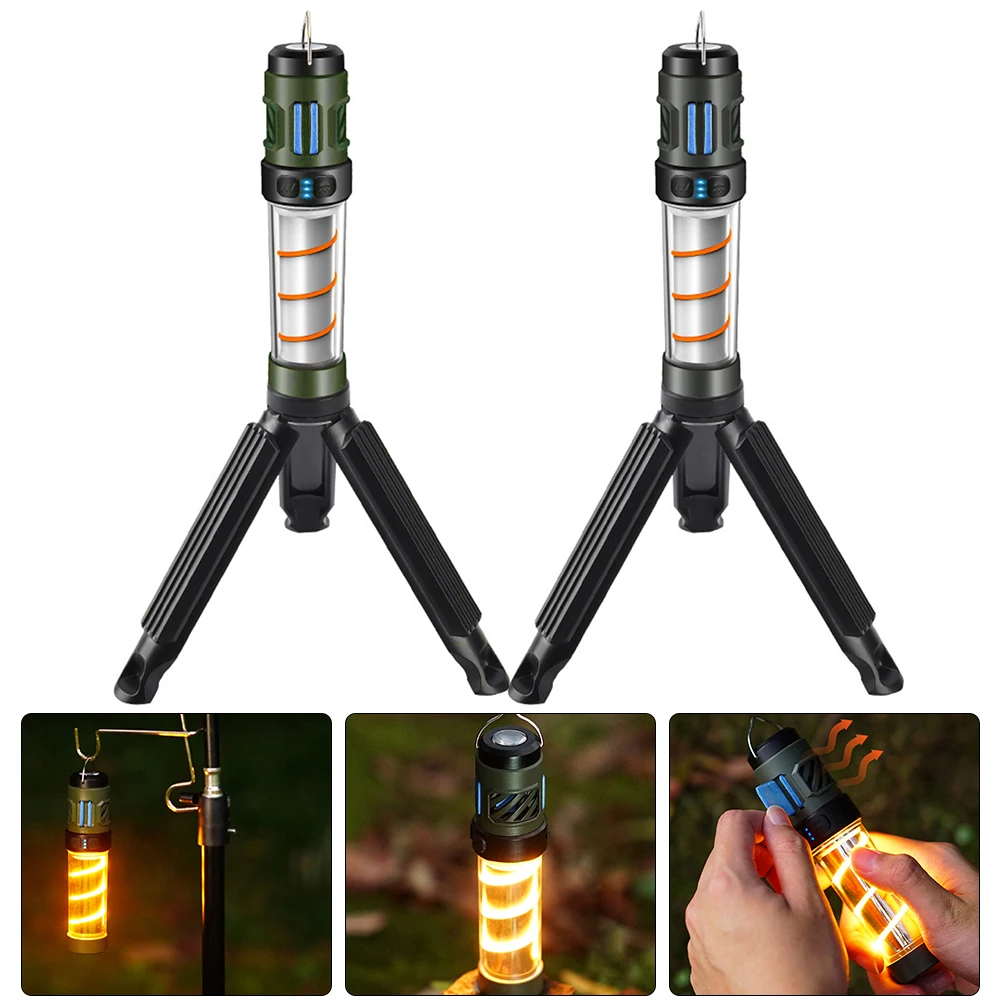 3 in 1 캠핑 랜턴 USB 충전식 작업 조명, 방수 텔레스코핑 삼각대 야외 조명, 야외용 삼각형 브래킷 포함
