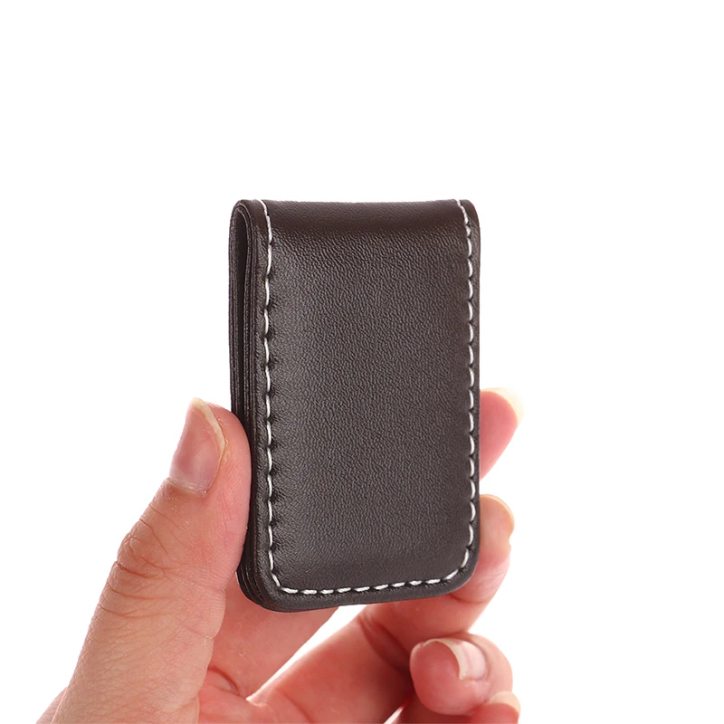 Credit Card Holder Synthetic Leather Wallet Metal Money Clip 1Pc Money Clip Wallet Slim Men Women Vintage Strong Magnet Money Clip Cow PU Leather Pocket Clamp Credit Card Cash Wallet