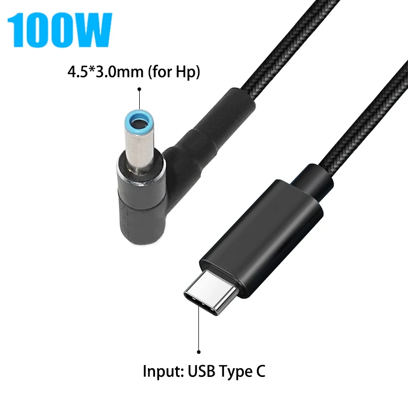 

1.8M 100W USB C to 4.5x3.0mm Dc Plug Converter USB Type C Laptop Power Adapter Cable for Hp Elitebook Folio Spectre Pavilion