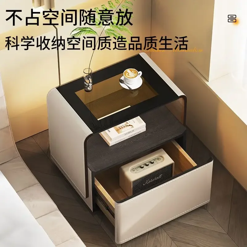 Solid Wood Bedroom Bedside Table Bedside Table Living Room Sofa Sensor Lamp Storage Storage Cabinet Side Cabinets