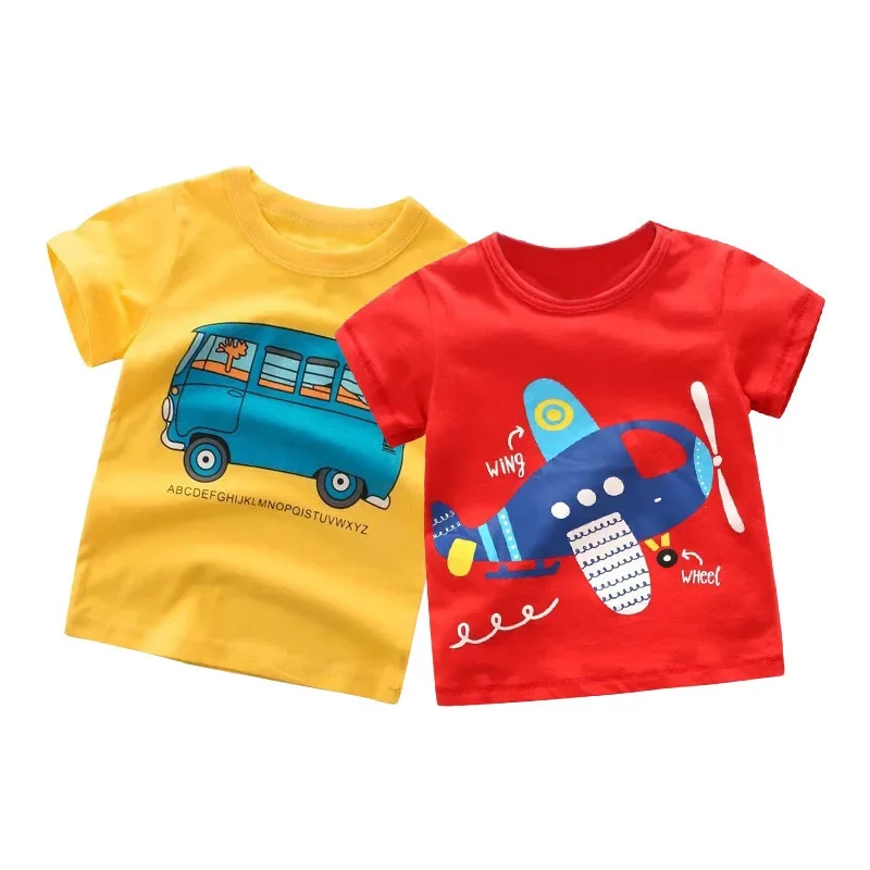 2 3 4 5 7 9 Years Summer Baby Boys Short Sleeve T-shirt Children Kids Cotton Cartoon Tops For Little Boys KF1022 4