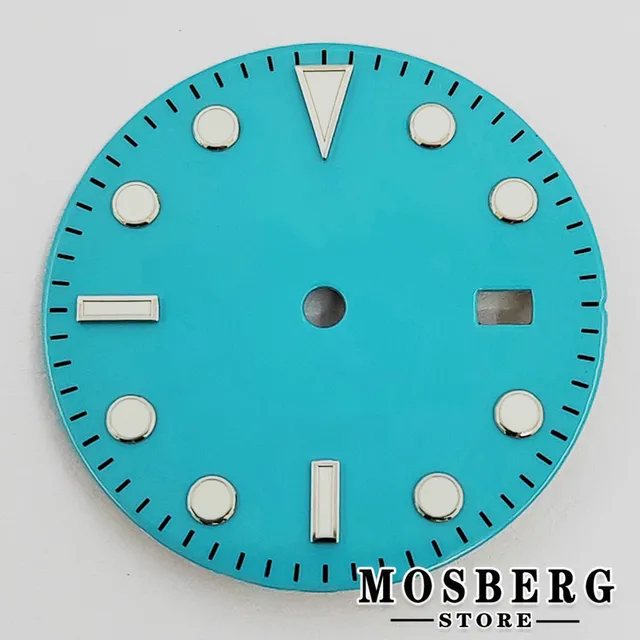 Sterile 28.5mm Blue Luminous Watch Dial With Date Window For 3135