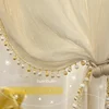 Nordic Luxury Simple Ripple White Tulle Lace Bead Sheer Curtains for Living Room Bedroom Dining Window Blackout Transparent Door 1