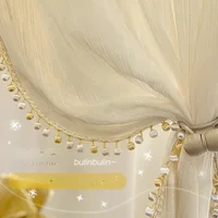 Nordic Luxury Simple Ripple White Tulle Lace Bead Sheer Curtains for Living Room Bedroom Dining Window Blackout Transparent Door 1