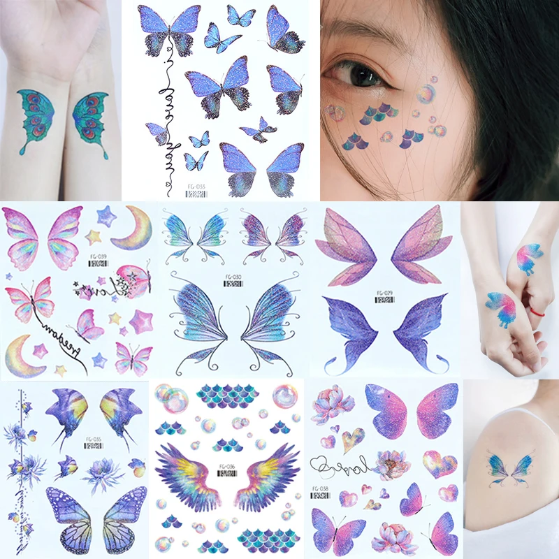 Temporary Butterfly Body Tattoos Stickers Wing Pattern Insect Flase Stickers for Festival Party Body Art Decoration Waterproof wedding candle decoration ideas sticker vibrant candle tattoos diy stickers for xmas style body decals customising ceramics