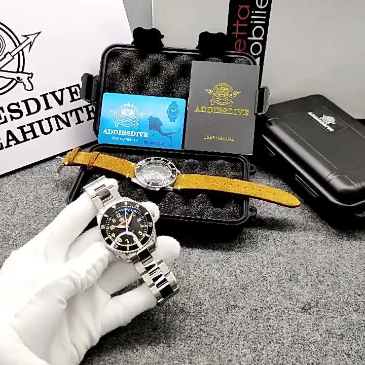 ADDIESDIVE Orologio Subacqueo Automatico da Uomo Impermeabile 1000M NH35 Vetro Zaffiro Acciaio Inossidabile Quadrante Bianco 3D Wave