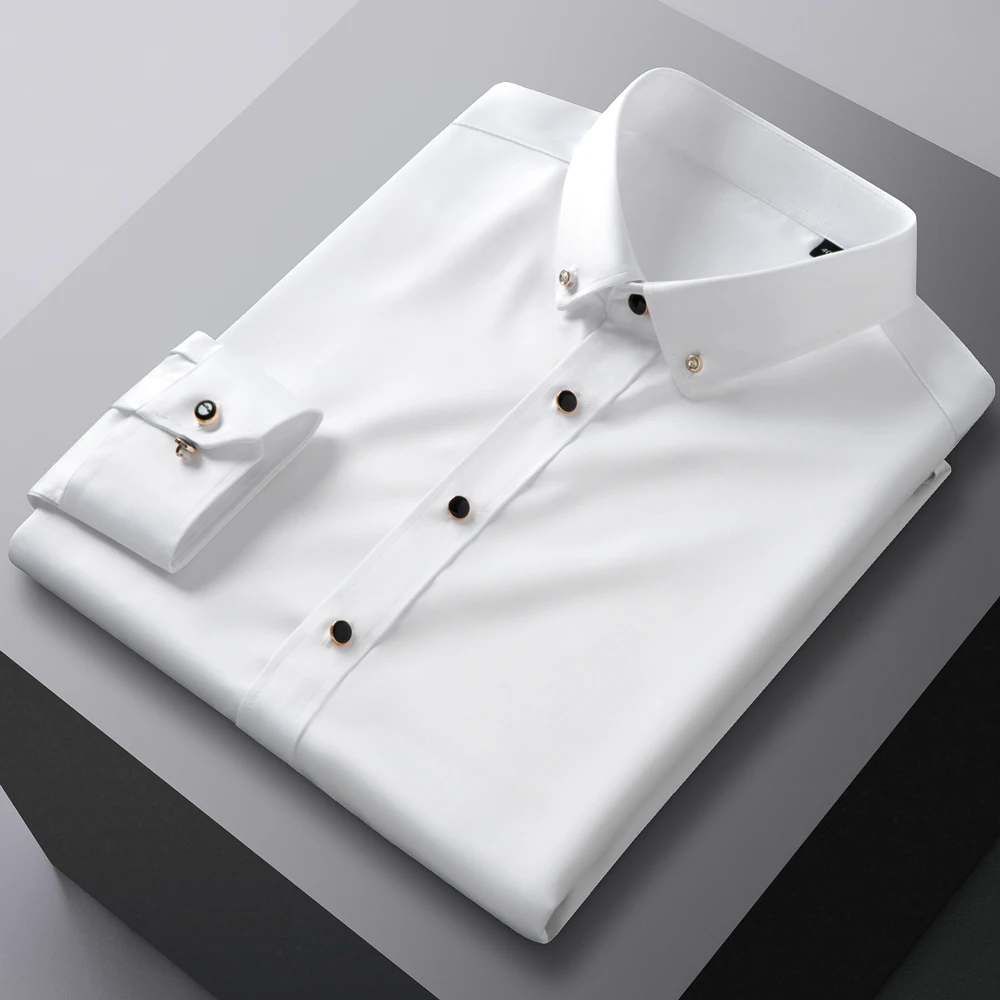 Men's Party Dance Diamond Button-down Dress Shirt Without Pocket Long Sleeve Slight Strech Smooth Silk Touch Smart Casual Shirts