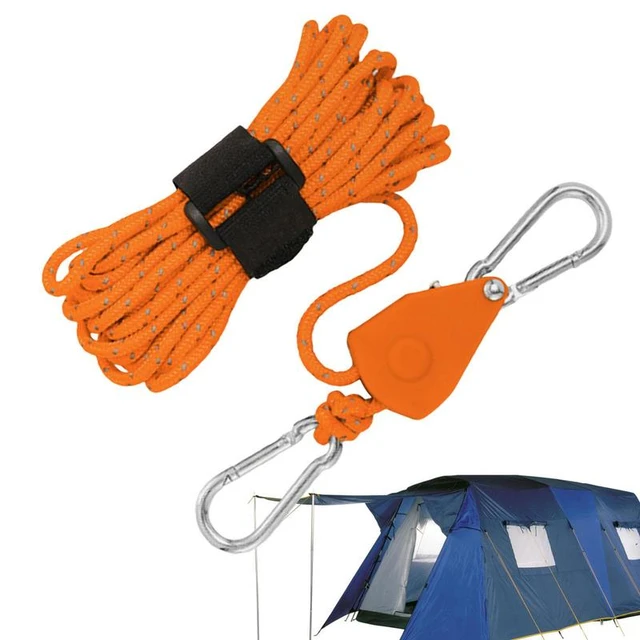 Tent Tie Downs Rope Hanger Camping Cord Pulley System Reusable