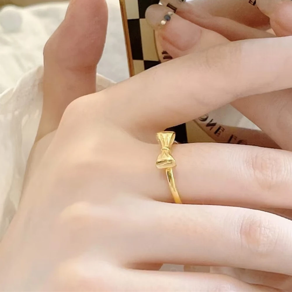 Finger Ring Minimalist Style Bow Ring for Women's Valentine's Day and Christmas Jewelry Gift