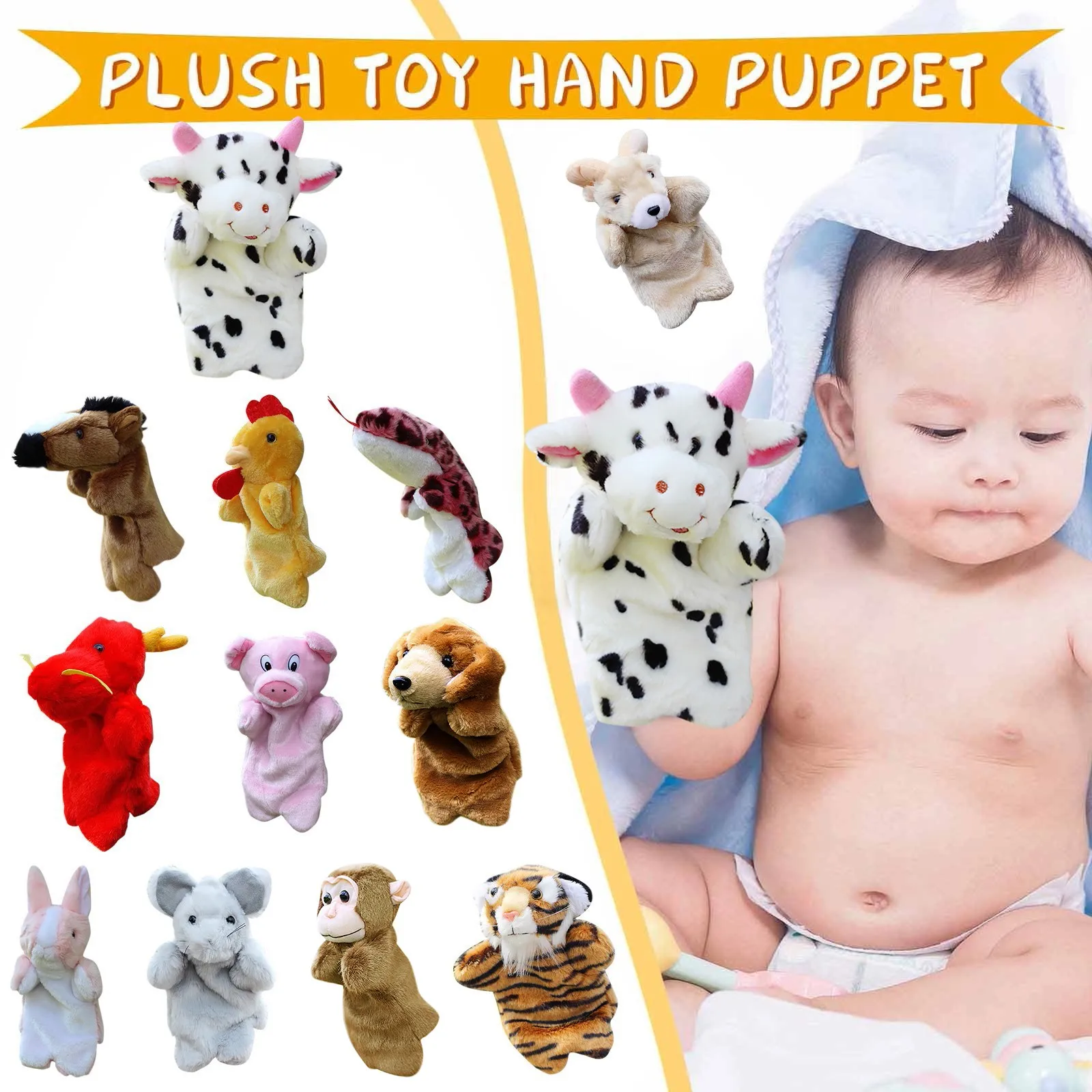 Stuffed Hand Puppet Parent-Child Doll Hand Puppet Party Favours Kids Toys Party Gift Fiesta 1pc plush toys
