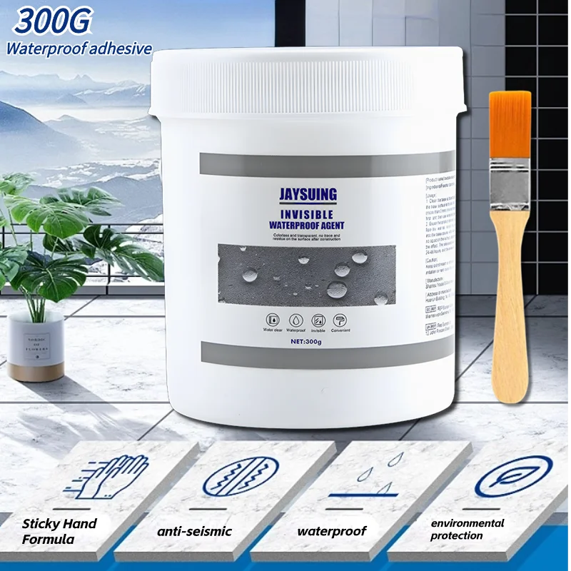 

Waterproof Coating Sealant Agent Transparent Invisible Paste Glue With Brush Adhesive Repair Home Roof Bathroom 30/100/300g