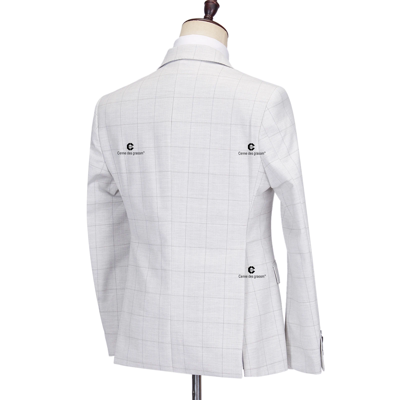 Cenne Des Graoom 2023 Elegant Plaid Suits for Men Tailor-Made Slim Fit Jacket Vest Pants 3 Pcs Set Groom Business Office Meeting 5