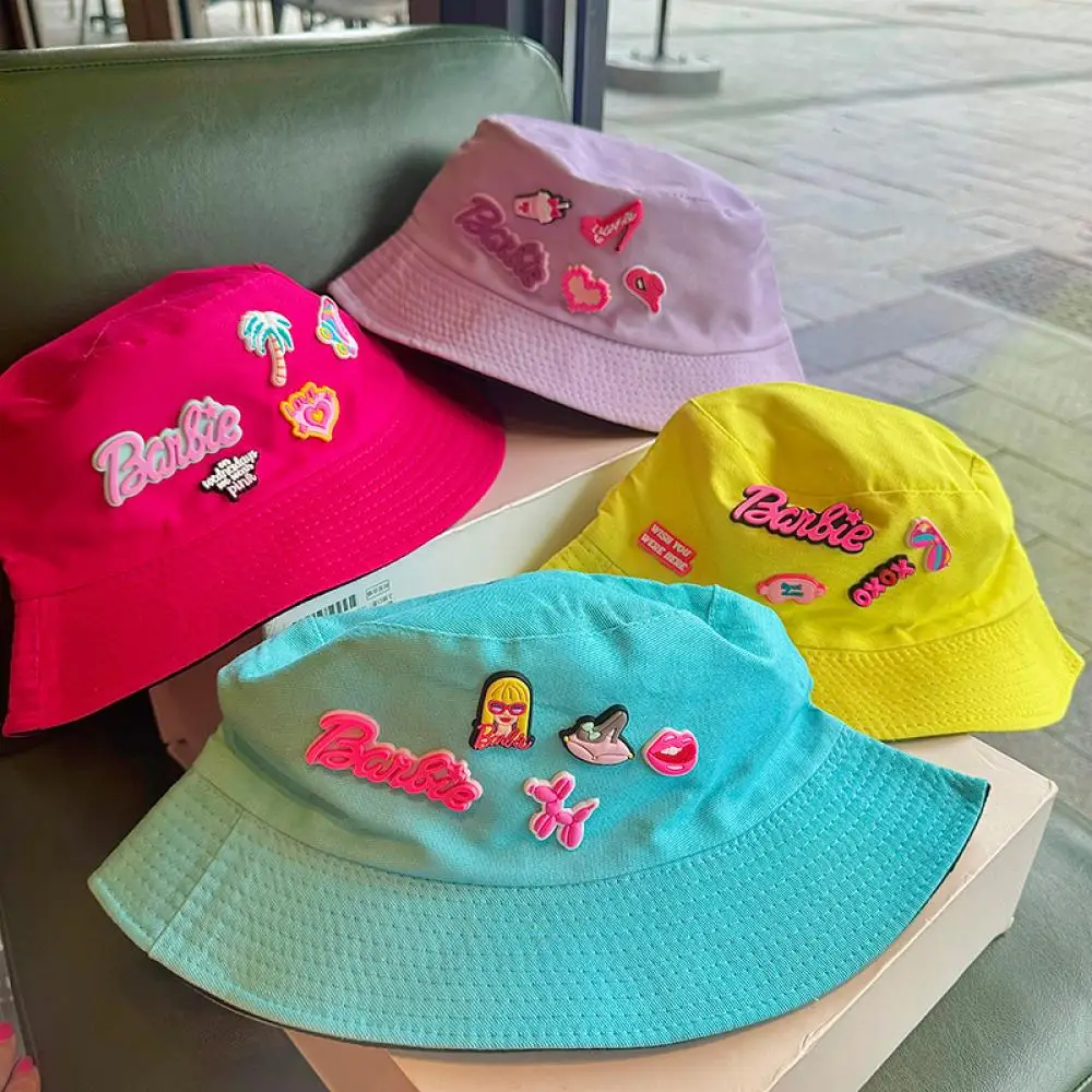 

Kawaii Barbie Sweet and Lovely Girl Heart Pink Series Bucket Hat Spring and Summer Sun Protection Outdoor Travel Girl Gift