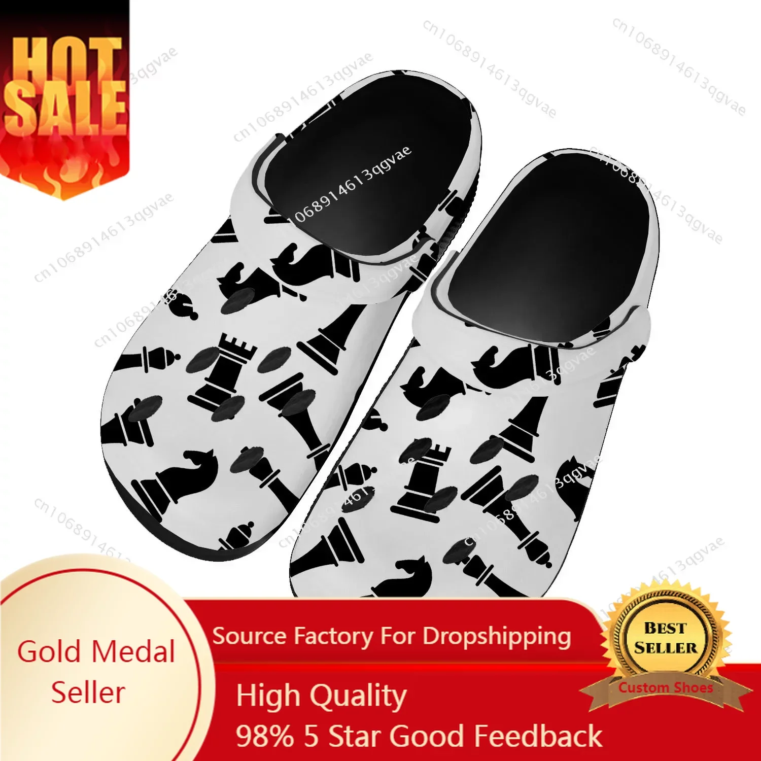 

Chess International Pop Home Clogs Custom Water Shoes Mens Womens Teenager Shoe Garden Clog Breathable Beach Hole Slippers Black