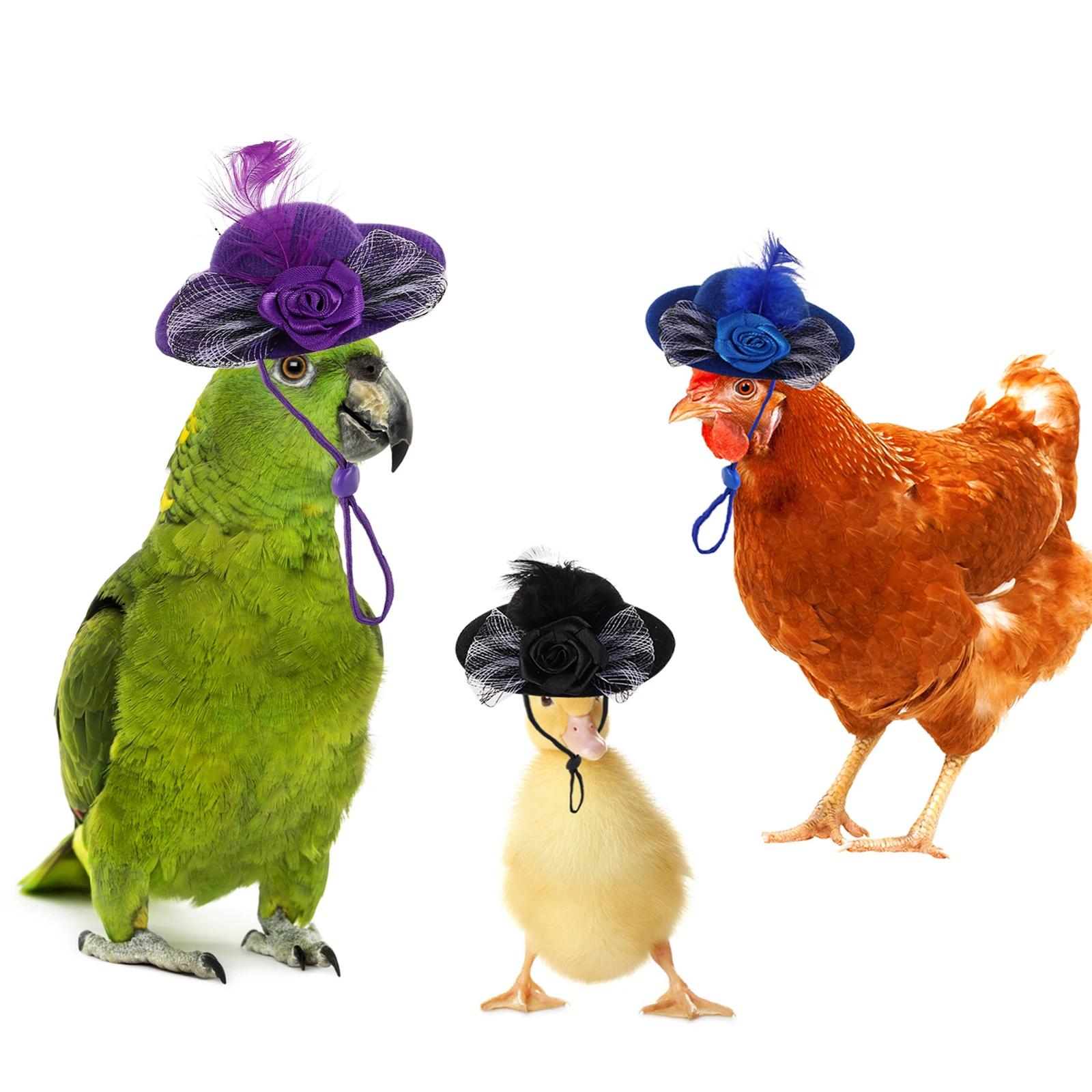 1 Pc Pet Hen Decorative Hat Velvet Large Silk Flower Topper Hamster Lizard Hat Adjustable Parrot Topper Pet Fashion Clothing