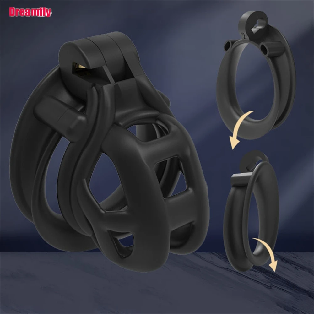 Male Chastity Cage Sleeve With 4 Size Resin Penis Rings Discreet Sissy Femboy Cock Cage Devices Men Adult Goods penis chastity cage chastity lock sex toy chastity cage accessory penis cock ring
