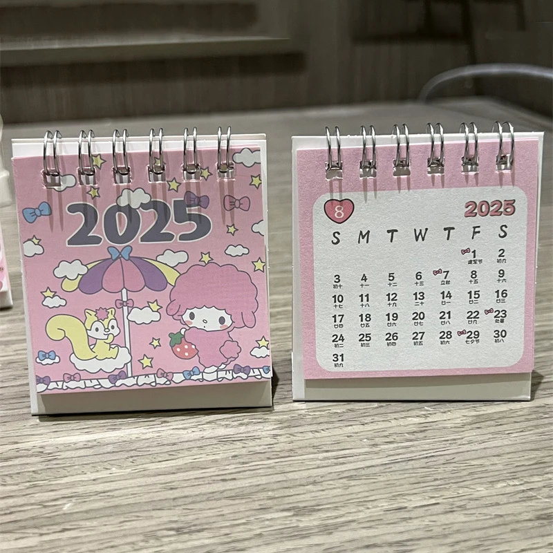 Desk Calendar Sanrio Hello Kitty Calendars Standing Desktop Mini Office Monthly Table Calendars Stand Portable Up Calendar Office Decor