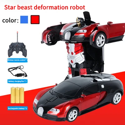 1:18 RC Car One Button Transformation Robots Sports Vehicle Model Robots Remote RC Deformation Cars Kids Toys Gifts For Boys