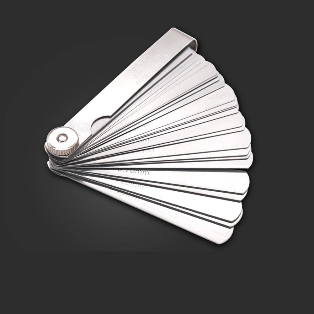 32 Blades Feeler Gauge Stainless Steel Metric 0.02-1.00mm Gap Measurement Tool for Engine Valve Adjustment