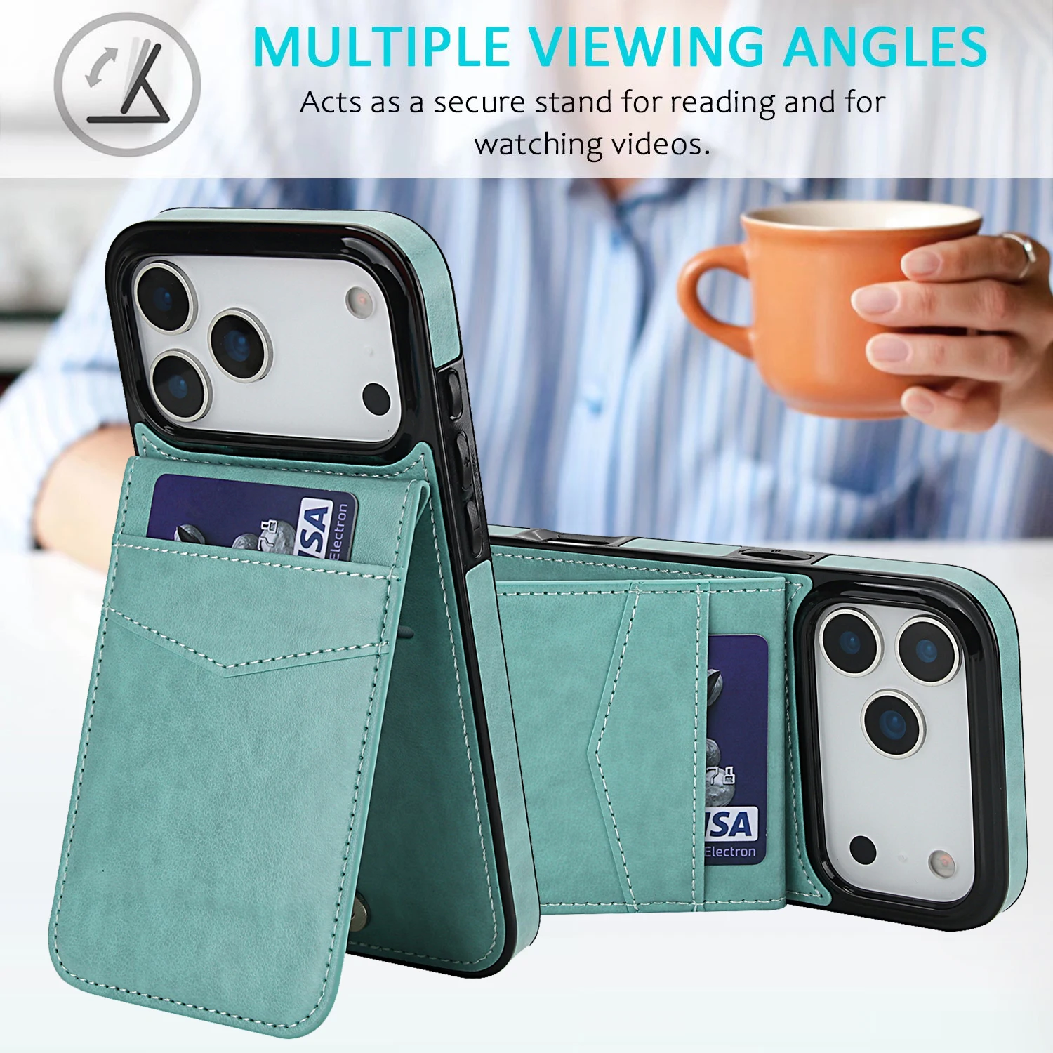Elegant Leather Flip Wallet Case with Card Holder - Premium Business Cover