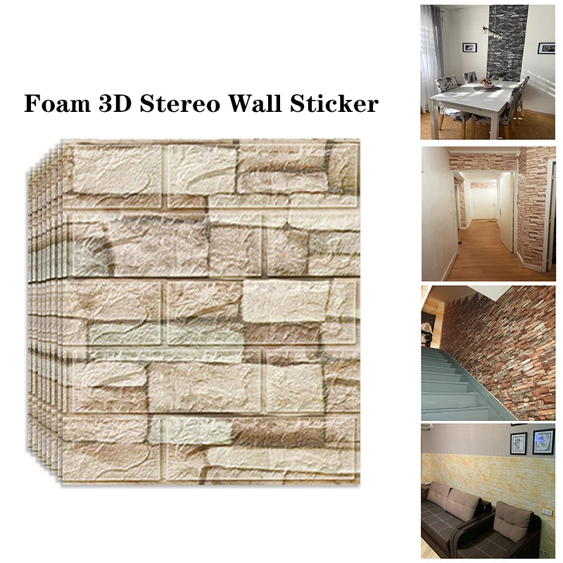 

35x38cm/3D Wall Stickers DIY Wallpaper Self-adhesive Foam Brick Waterproof and Moisture-proof Old House Decorative Wall Stickers