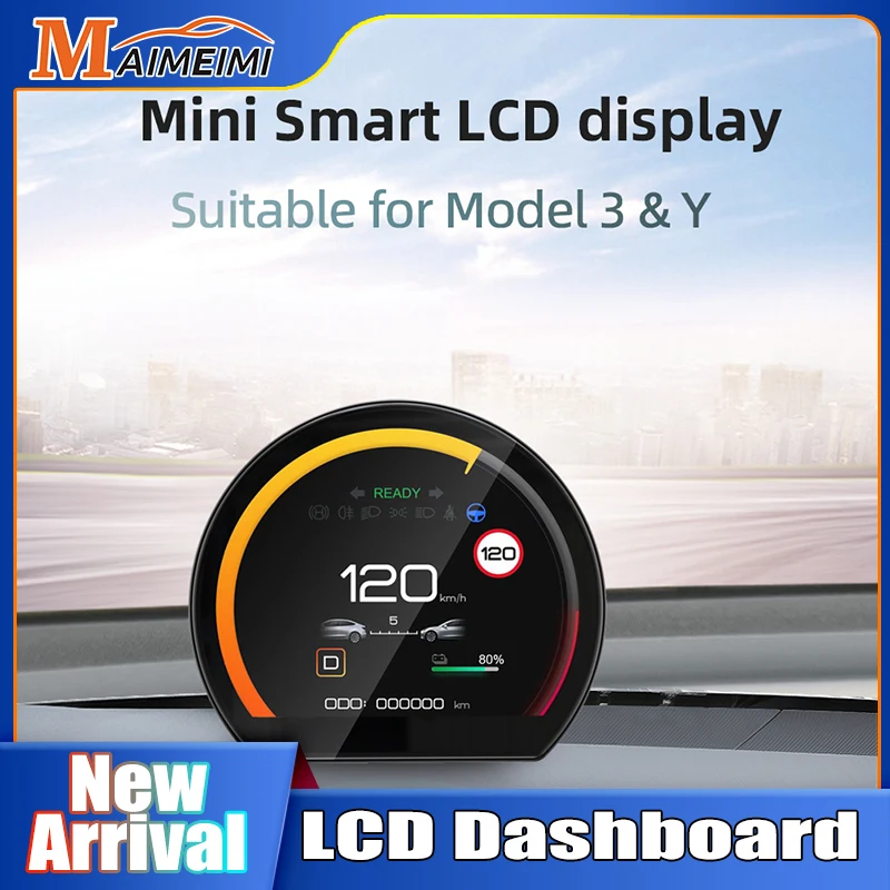 

HD Mini Car HUD For Tesla Model 3/Y Instrument Display 3.54'' Linux Car Meter Head Up Display Digital LCD Screen Dashboard Alarm