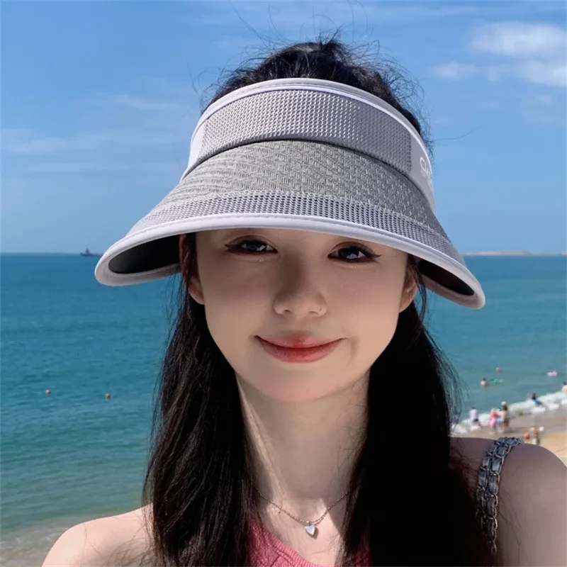 Summer New Sunshade - Korean Style, Fashion Empty Top hat, Anti-UV, Outdoor Large Brim, Face-Covering, Sun,Sunscreen_voghion.com