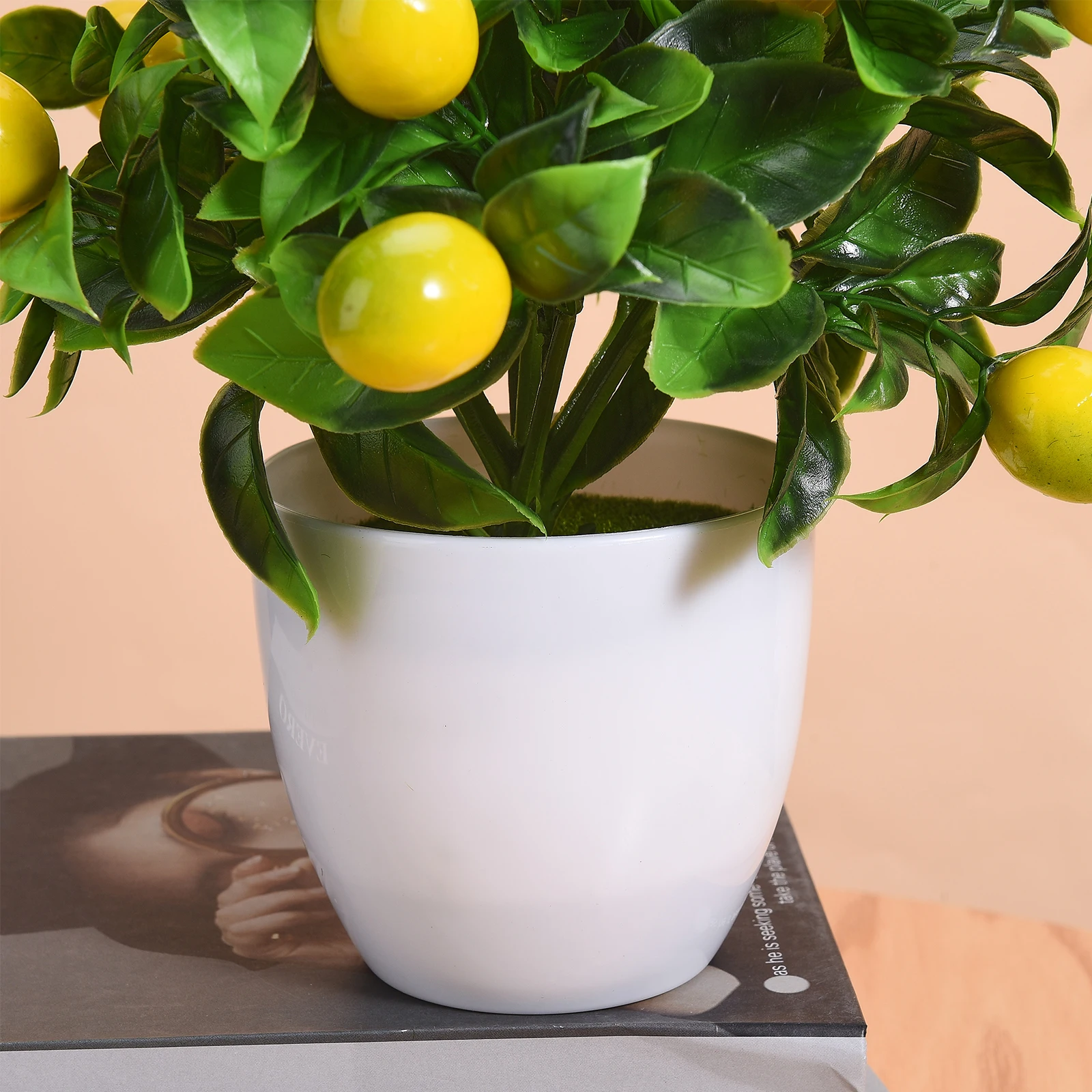 Artificial Plant Simulation Lemon Fruit Pot Planting Green Home Decoration Potted Fake Plants Desktop Ornament Lemon Tree Flower