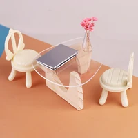 1:12 Dollhouse Miniature Item Coffee Table End Table Tea Chair Dessertion Furniture Kitchen Model DIY Life Scene Decorative Toy 2