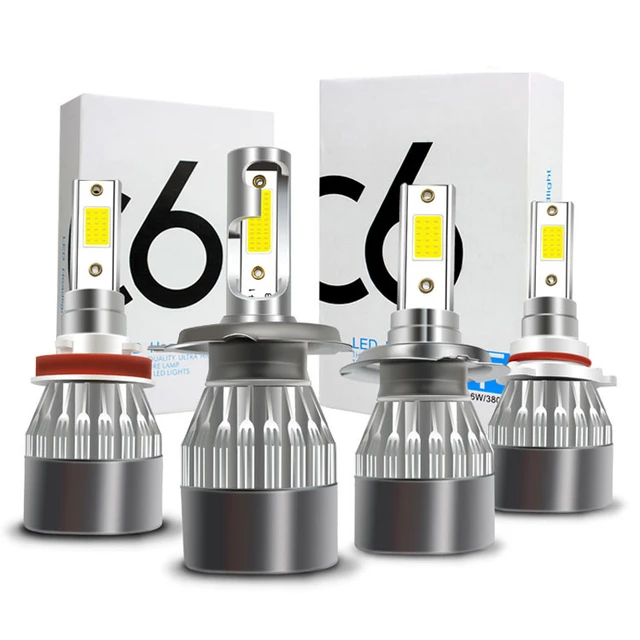 2Pcs C6 H1 H3 Led Headlight Bulbs H7 COB LED Car Lights H8 HB3