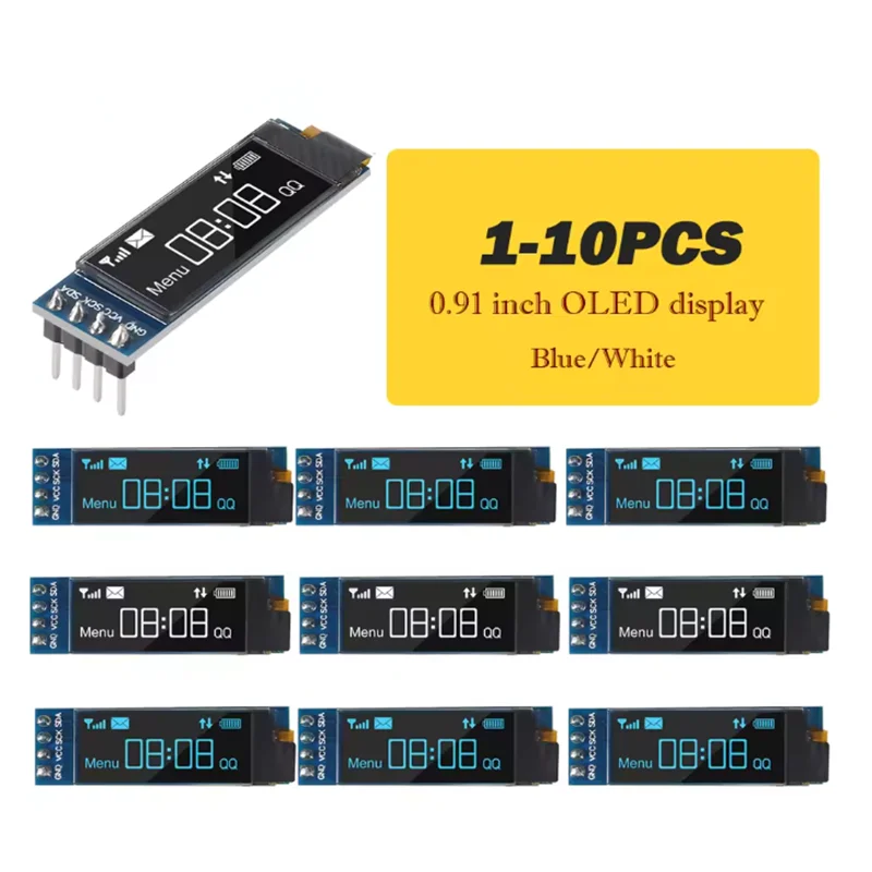 1-10 pièces 0.91 pouces module d'affichage OLED blanc/bleu OLED 128X32 LCD LED affichage SSD1306 12832 0.91 IIC i2C communiquer pour ardunio