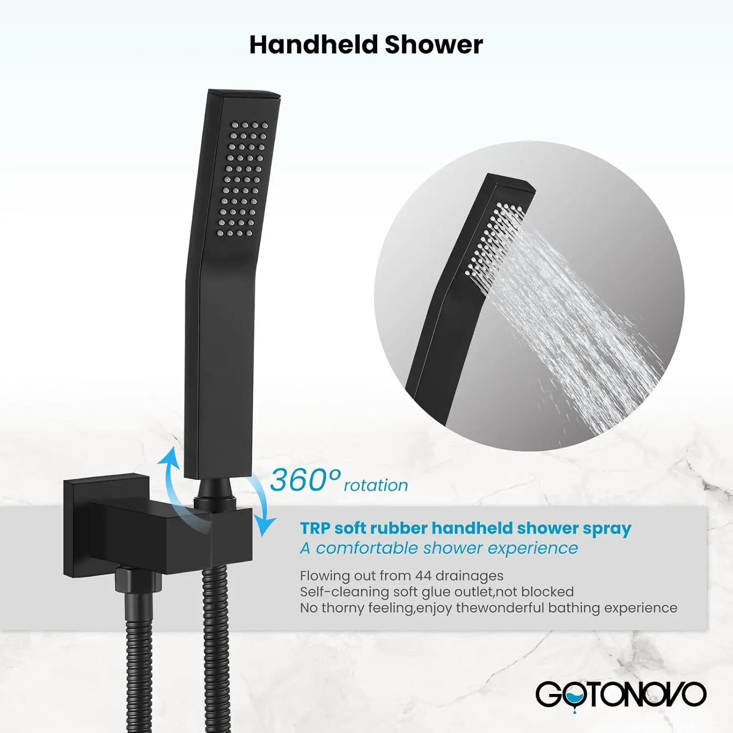 Rainfall Bathroom Shower System Rain Head and Handle Set Wall Mounted Shower Pressure Balancing