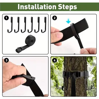 Supporto per attrezzatura da caccia in tessuto, utilizzato per appendere borse per arco, borse da sella, binocoli e accessori multi-gancio.