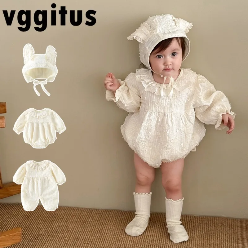 Korean Style New Spring Autumn Romper Lace Collar Solid Color