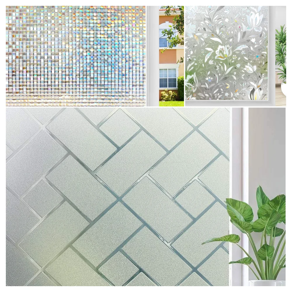 100-200CM 3D Decorative Window Glass Static Privacy Film (non-sticky)