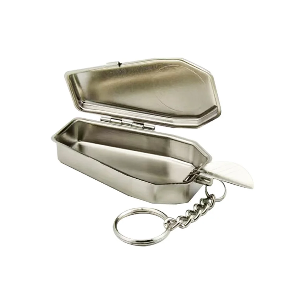 Mini Ashtray with Cigarette Rack Keychain Outdoor Portable Coffin Shaped Ashtray Cigarette Accessories