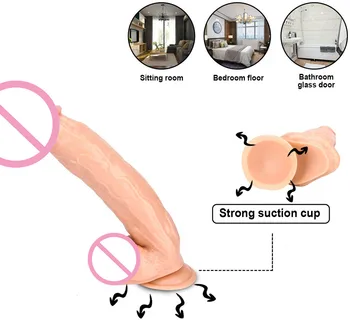 Giant Flesh Dildo Thick Huge Dildo Extreme Big Realistic Dildo Suction Cup Sex Product for Women (31CM ) 3