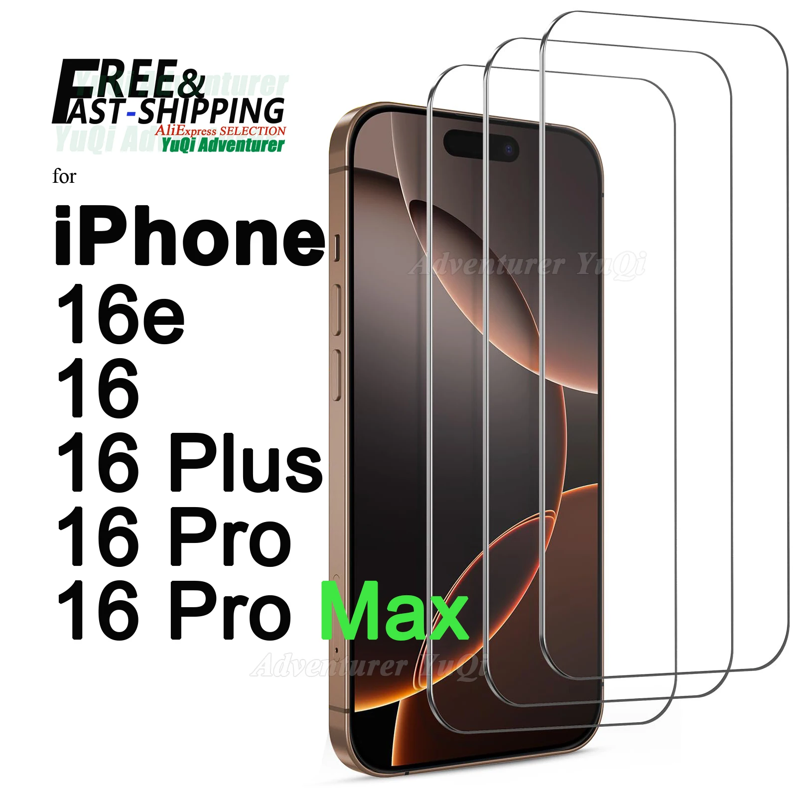 Protecteur d'écran pour iPhone 16e 16 Pro Max Plus, verre trempé HD cristal mica 9H, étui anti-rayures, aluminium élevé