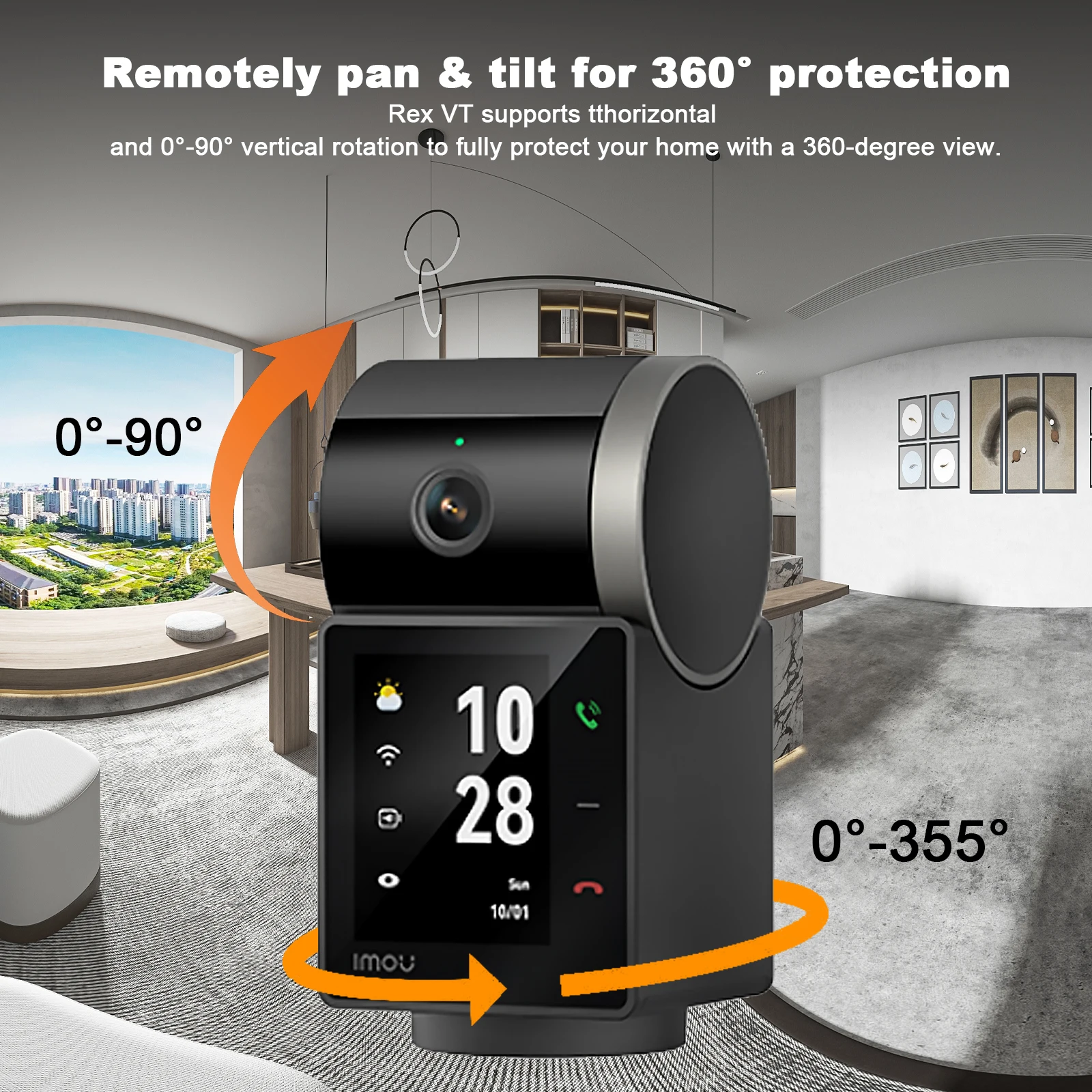 IMOU PT Camera Rex VT 5MP 3K Two-way Video Talks 2.4inch WIFI Security Screen Video Human Pet detection Indoor 360&deg; Camera