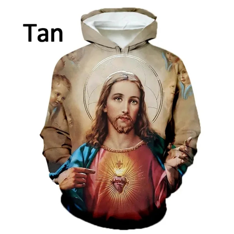 thumbnail image 1 of Sudadera con capucha y sudaderas con estampado 3D de la cruz de la fe cristiana para hombres y mujeres, sudadera informal con capucha y gráfico de Dios Jesús, 1 of 5