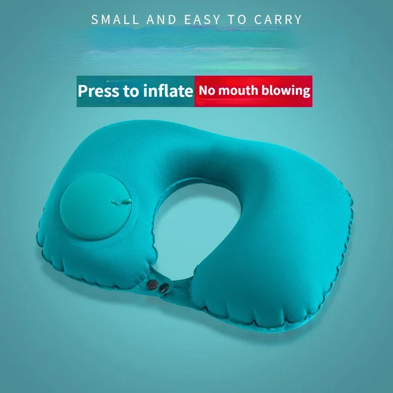 U-Shape Travel Pillow Automatic Air Inflatable Airplane Car Pillows Ring Pillow Folding Press Type Bed Pillows Neck Cushion 2 3