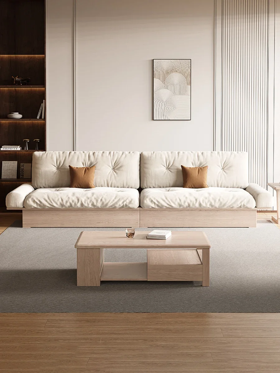 

Диван из массива дерева ясеня в скандинавском стиле современный простой зимний и летний двухцелевой маленький домашний высокий ящик для хранения диван с прямым рядом