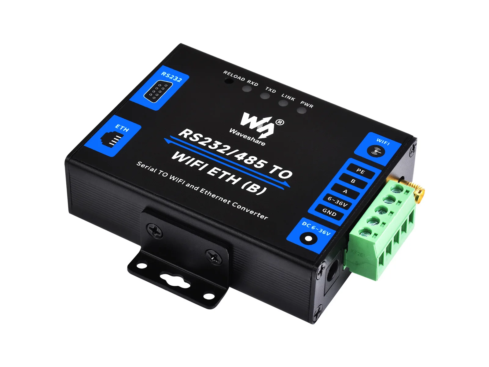 Waveshare-servidor Serial Industrial Gateway Modbus Suporte para Montagem em Wail e Montagem em Trilho Rs232 485 para Wifi e Ethernet