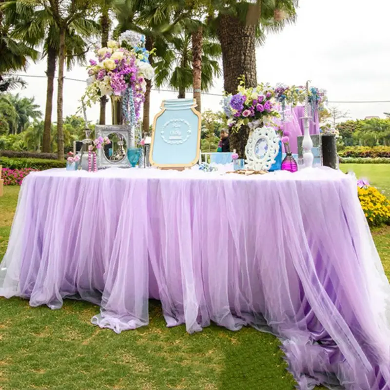 Lace Material Table Skirt Princess Party Decoration Baby Girl Birthday Decor Table Skirt Wedding Tablecloth for Tables