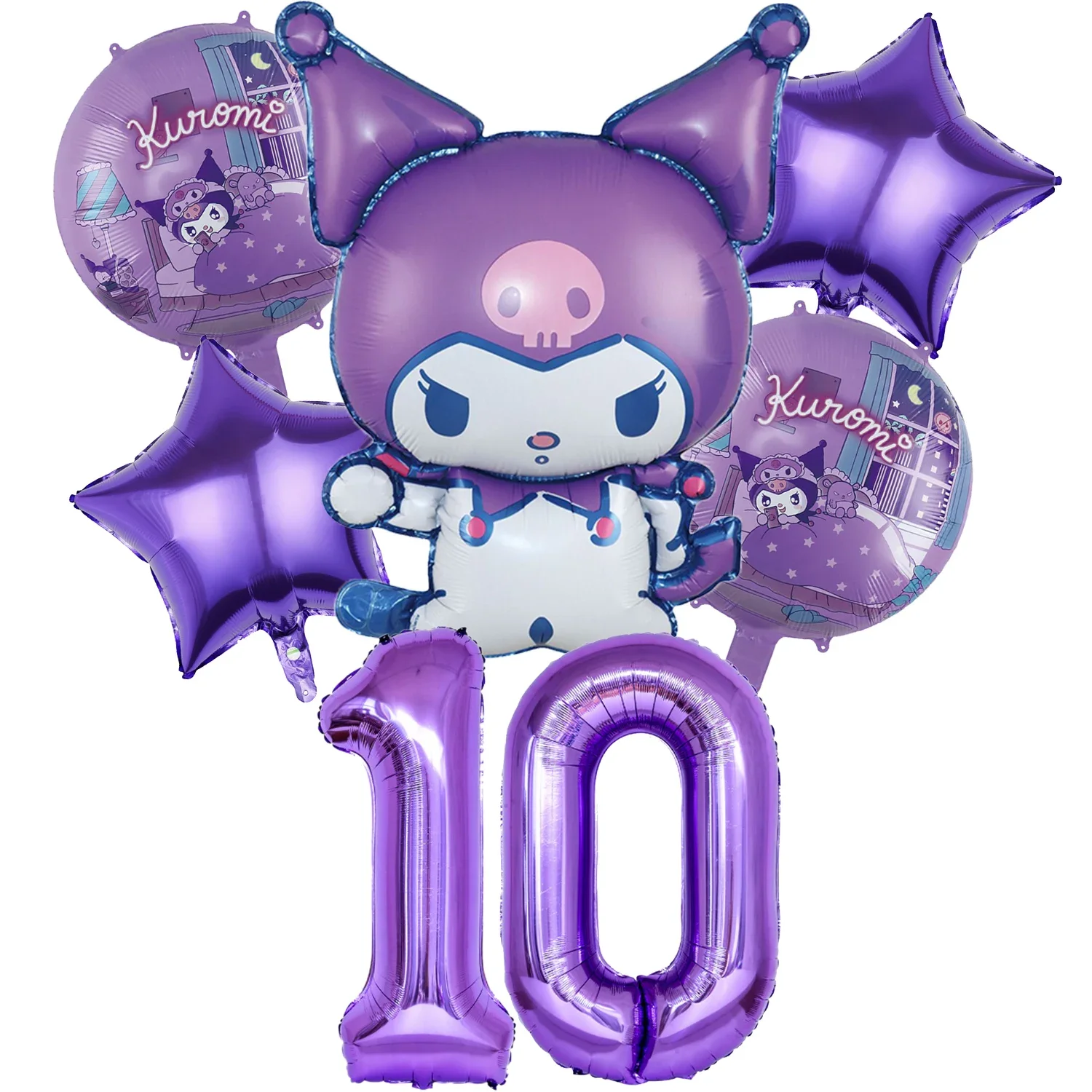 thumbnail image 1 of Kuromi-Conjunto de globos de cumpleaños para niñas, decoración de fiesta, globos con números, traje, adornos Kawaii, telón de fondo, decoración para Baby Shower, regalos, 1 of 5