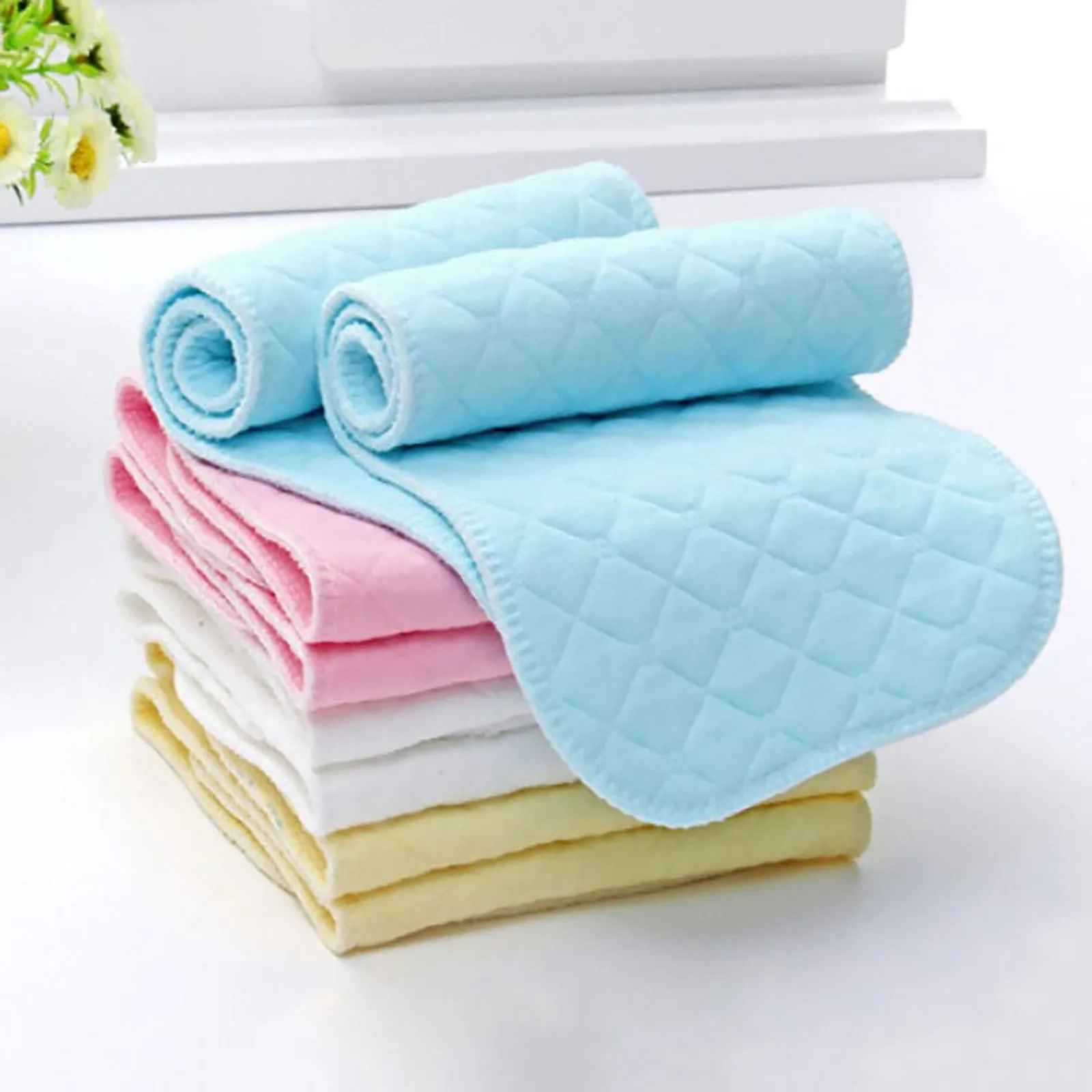 Microfiber Baby Nappies Reusable Cloth Diaper Nappy Liners Insert Waterproof 10pc 3Layers