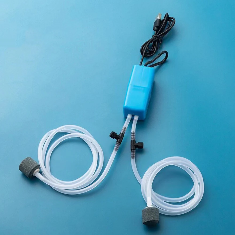 Aquarium Air Pump Mini Aquarium Air Pump Kit Oxygen Pump With Air Stone Silent High Energy Efficient USB Aquarium Filter Fishing Tank Accessories
