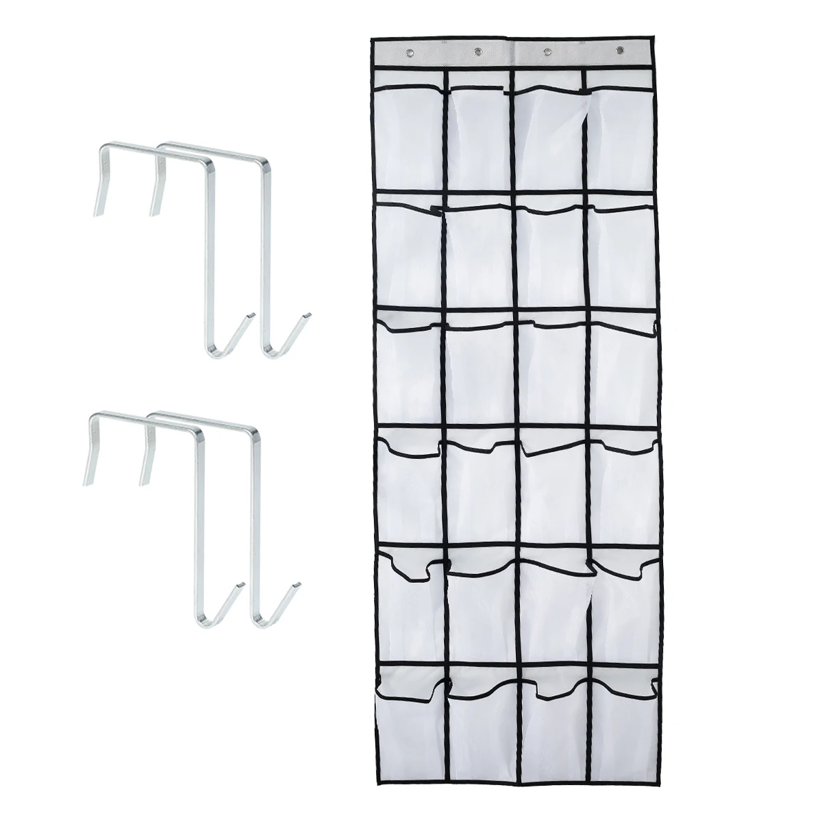thumbnail image 1 of Organizador de zapatos para colgar sobre la puerta, 24 bolsillos, organizador de zapatos colgante, soporte de tela para zapatos montado en la pared, colgador de bolsas para puerta, 1 of 5