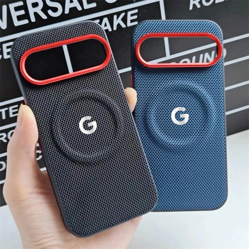 Premium Woven Fabric Magnetic Phone Case with Alloy Lens Frame and Shockproof Protection